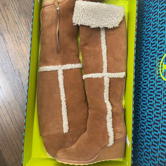 NWT Tory Burch "Cassius" Tall Wedge Over Knee Wedge Boots - Picture 3 of 6
